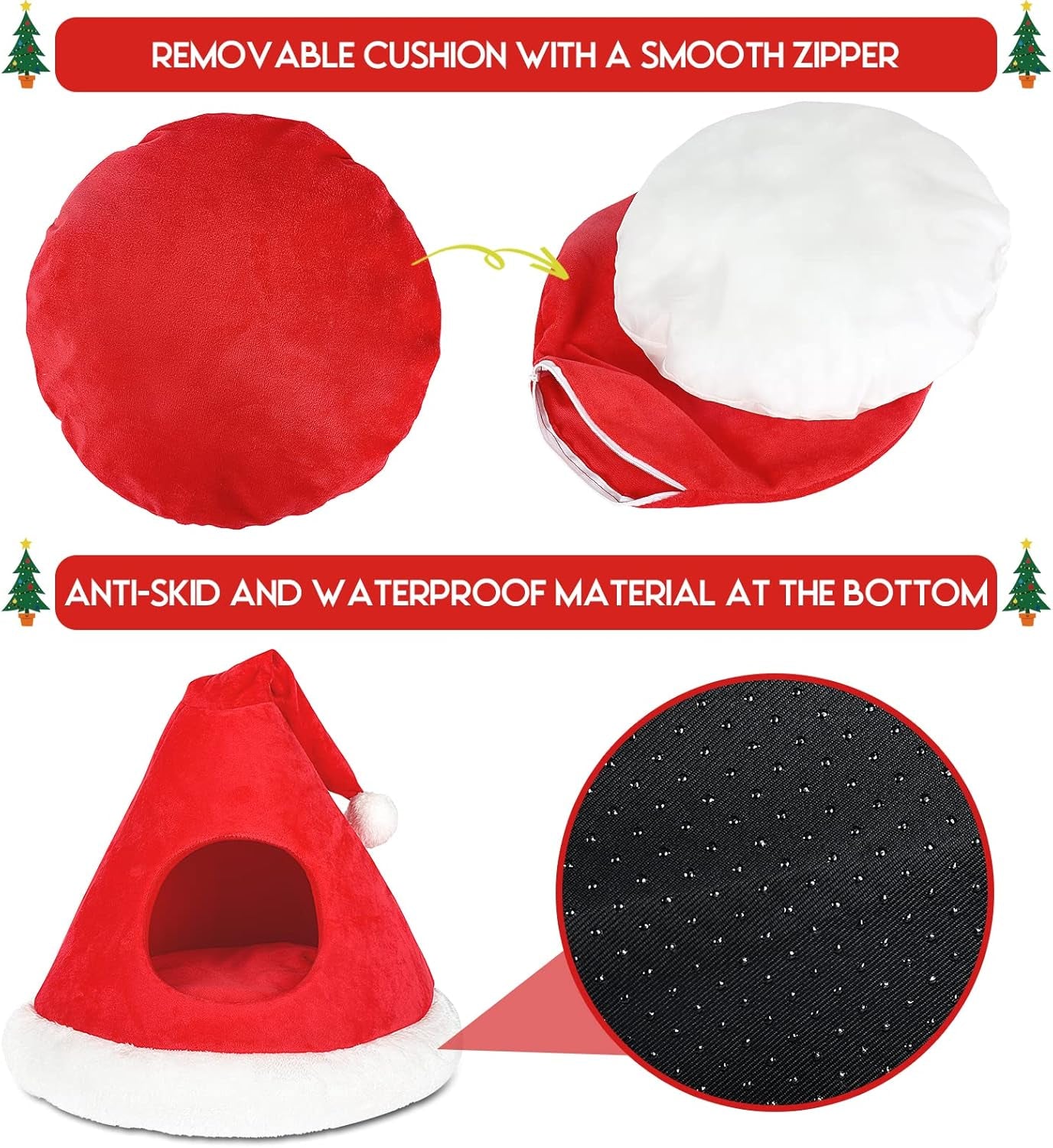 Christmas Tree Cat Bed Tent – Cozy Self-Warming Pet House for Cats & Small Dogs