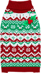 Let It Snow Dog Hoodie Sweater - Classic Red & White Pullover for Large Dogs