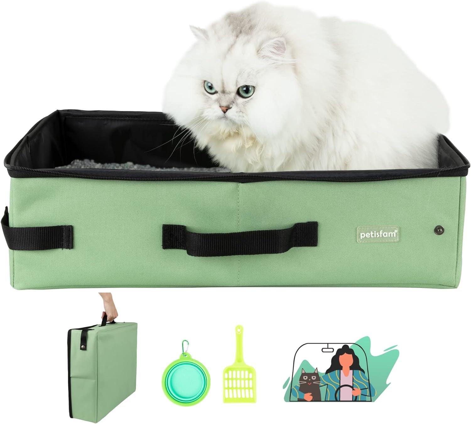 Portable Cat Travel Litter Box – Leakproof, Foldable & Odor-Control