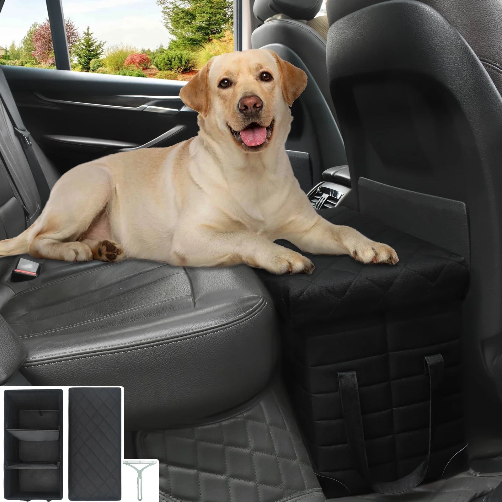Car Back Seat Extender for Large Dogs – Pet Seat Extender with Storage