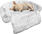 Calming Dog Bed Fluffy Plush Dog Mat for Furniture Protector with Removable Washable Cover for Large Medium Small Dogs and Cats (Small(35X31X5), Dark Grey)
