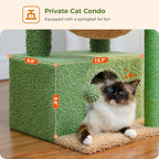 Cat Tree 33" Cactus Cat Tower – Multi-Level Scratching Post with Hammock, Condo & Large Perch for Medium Indoor Cats