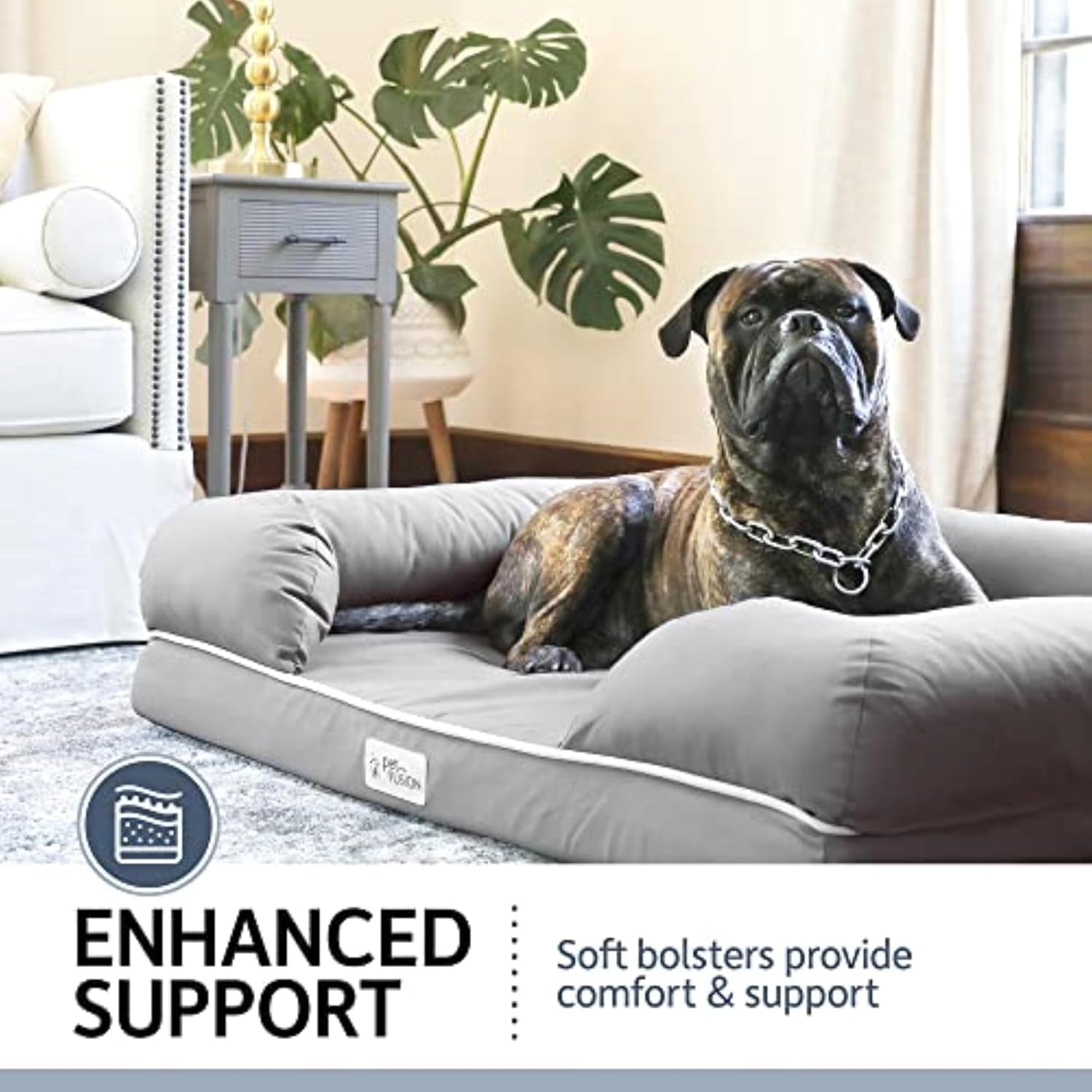 Ultimate Orthopedic Memory Foam Dog Bed with Bolsters – XL (44"x34") Waterproof, Washable Cover, Durable Cotton-Poly Blend