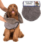 Dirty Dog Shammy – Super Absorbent Dog Drying Towel with Dual Hand Pockets & Elastic | Fast-Drying Plush Microfiber, Machine Washable, 31"x13"