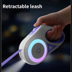 3M/5M Retractable Dog Leash with LED Flashlight & RGB Glow – Durable Nylon Night Walking Leash for Small Dogs & Cats, Tangle-Free Outdoor Lead