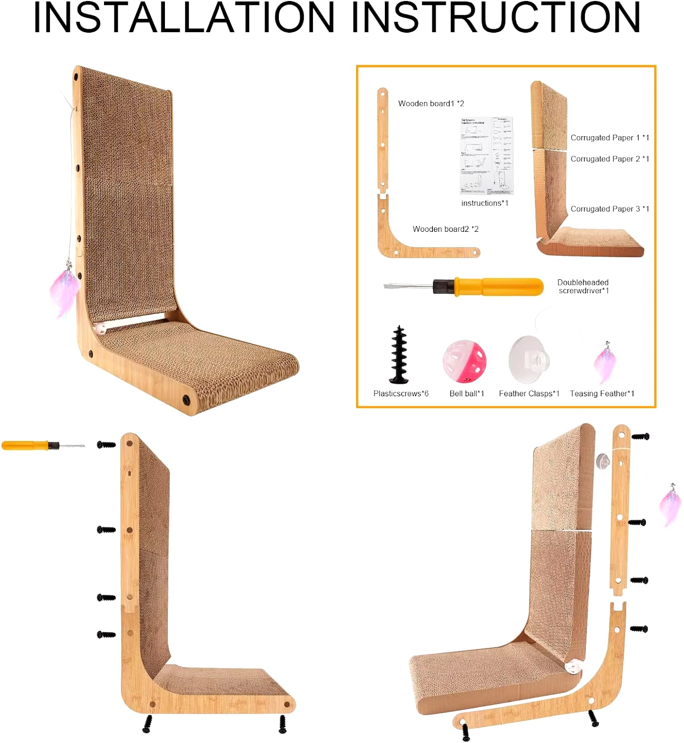 L-Shape Cat Scratcher – 23.6" Cardboard Pad for Indoor Cats & Furniture - FurriendlyPaws | Furry Friends, Happy Hearts