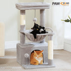 Cat Tree 33" Cactus Cat Tower – Multi-Level Scratching Post with Hammock, Condo & Large Perch for Medium Indoor Cats
