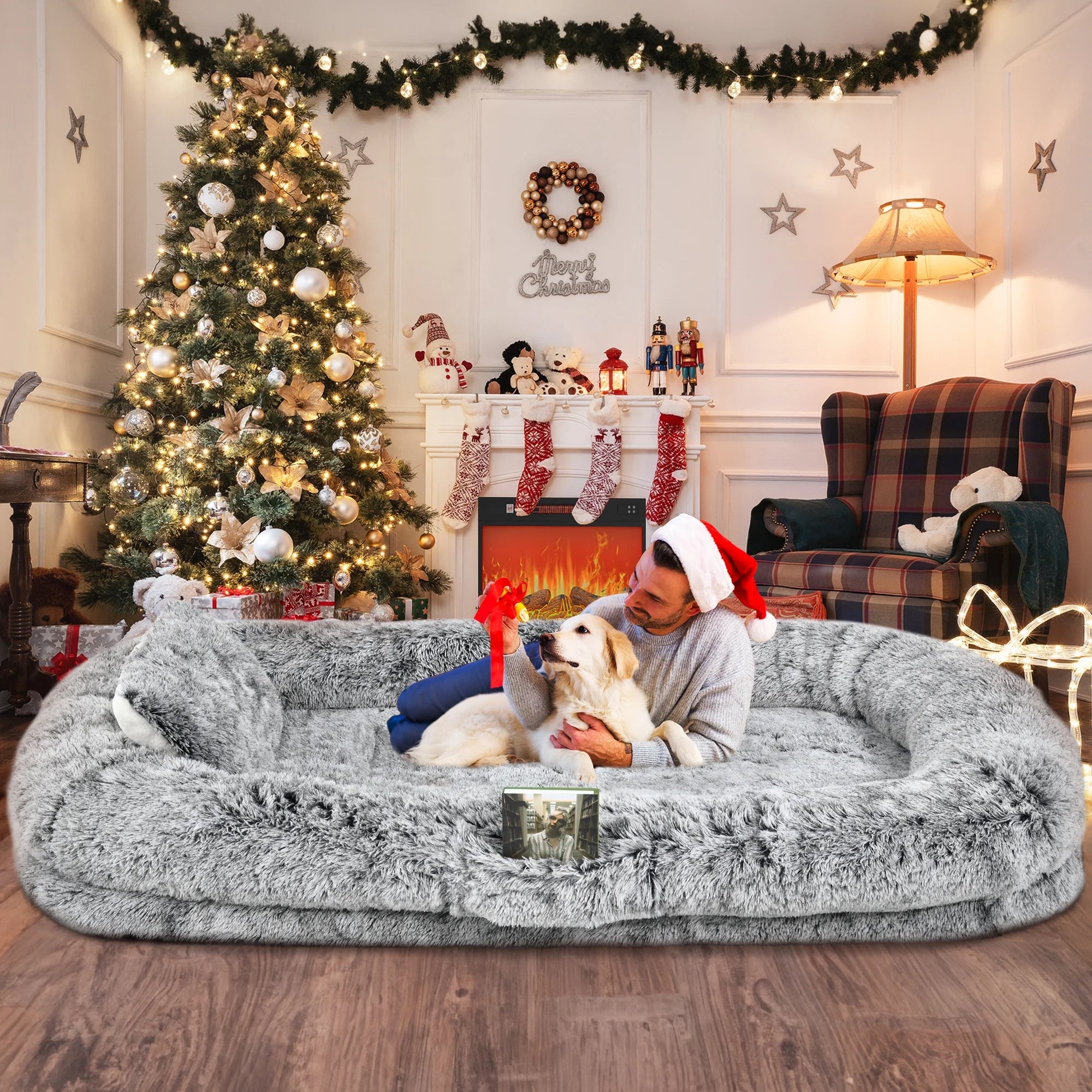 Human Dog Bed – Oversized Memory Foam Pet Bed with Blanket & Pillow - FurriendlyPaws | Furry Friends, Happy Hearts