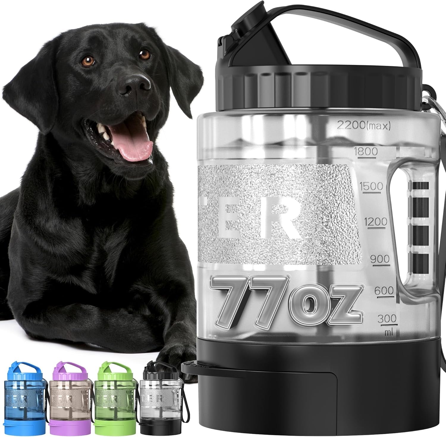 Portable Dog Water Bottle with Built-In Bowl – Leak-Proof, BPA-Free Travel Dispenser for Walks, Hiking & Outdoor Adventures