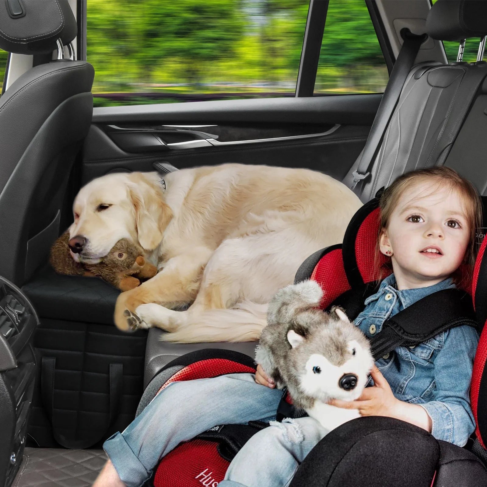 Car Back Seat Extender for Large Dogs – Pet Seat Extender with Storage