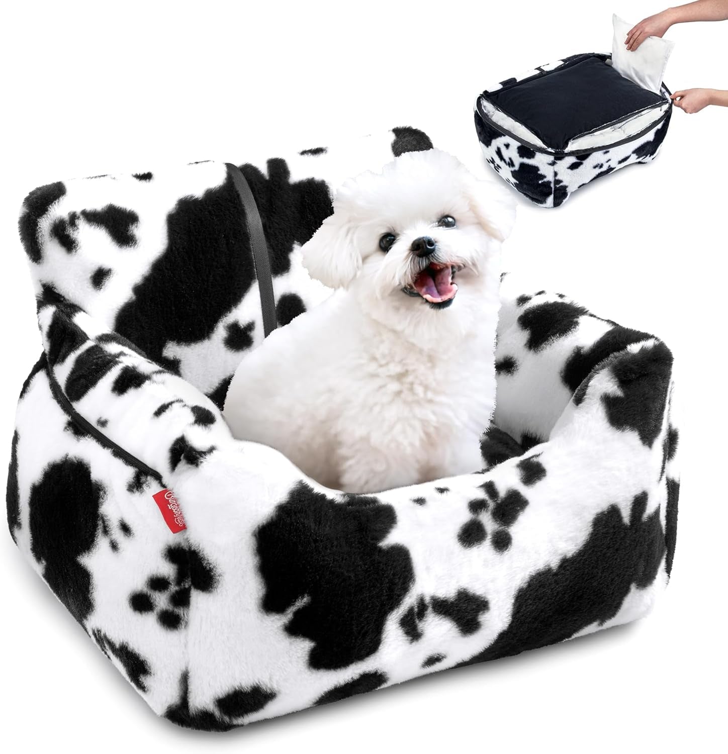 Dog Car Seat for Small Dogs – Cozy Booster Bed with Leash & Storage