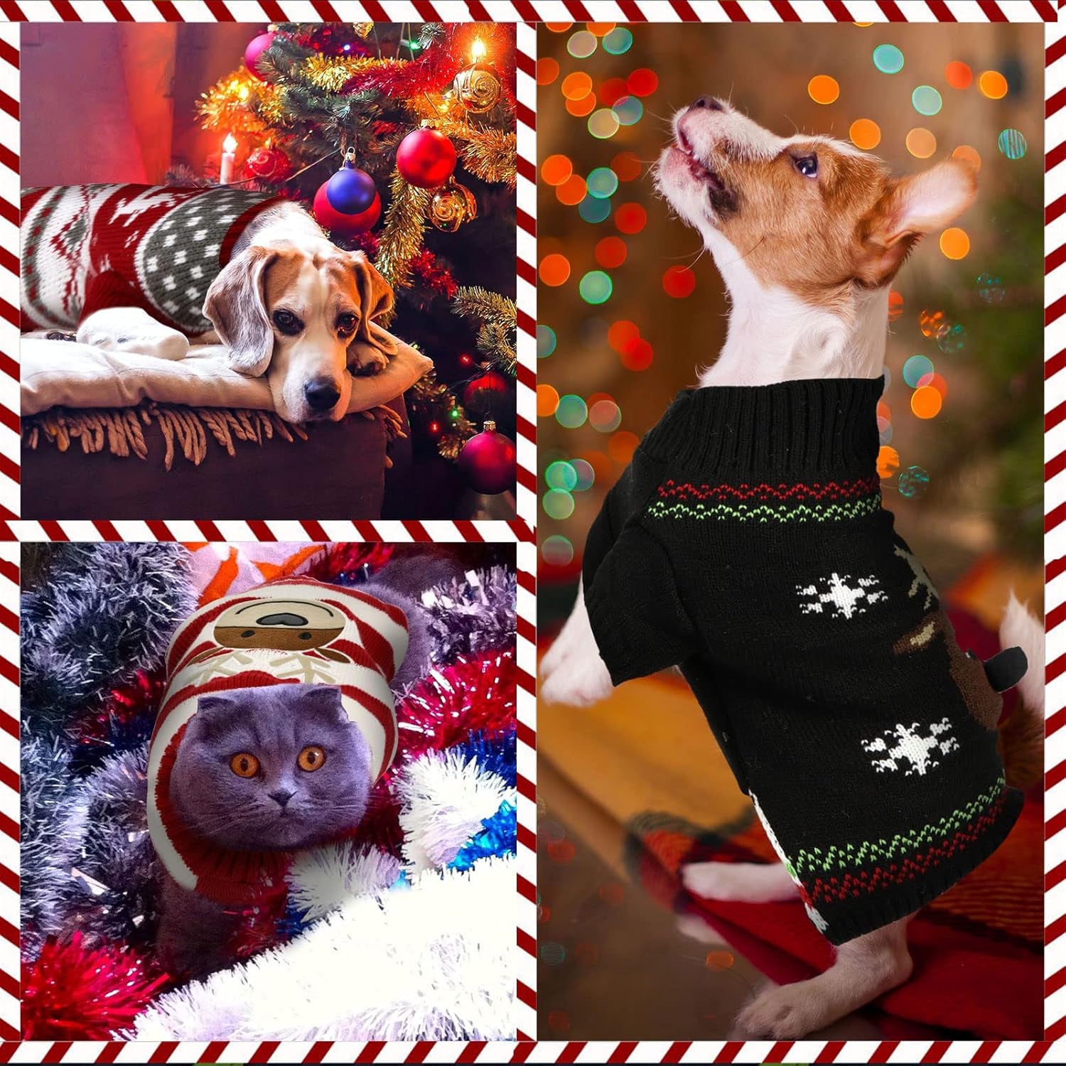 4-Pack Dog Holiday Sweaters – Christmas & Halloween Puppy Clothes with Reindeer, Snowman, Skull & Pumpkin Designs (S–XL) - FurriendlyPaws | Furry Friends, Happy Hearts