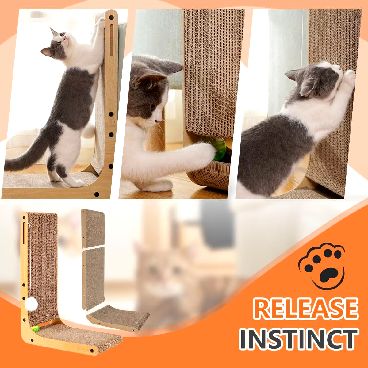 L-Shape Cat Scratcher – 23.6" Cardboard Pad for Indoor Cats & Furniture - FurriendlyPaws | Furry Friends, Happy Hearts