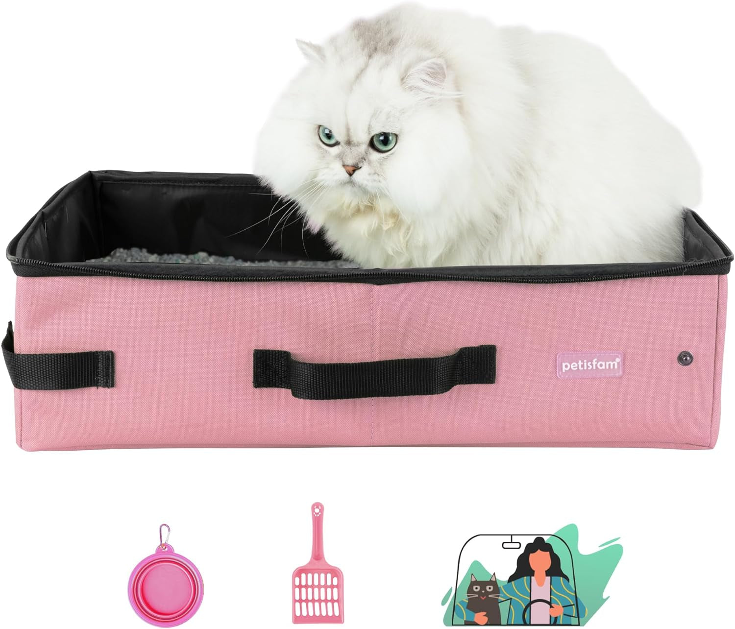 Portable Cat Travel Litter Box – Leakproof, Foldable & Odor-Control