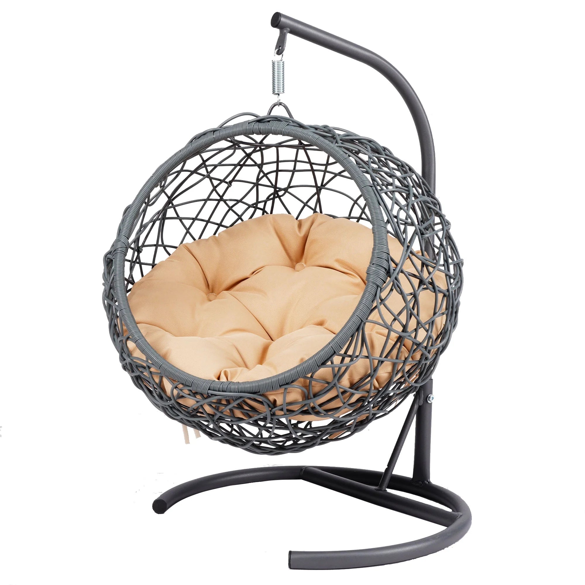 Luxury Cat Swing Hammock with Stand & Cushion – Rattan Wicker Egg Chair for Cats, Indoor Hanging Pet Bed with Breathable Design & Washable Cushion