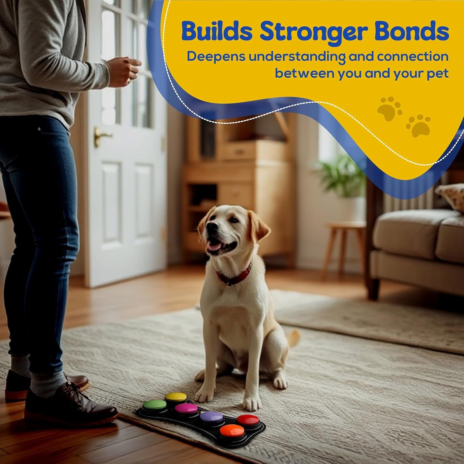Train Your Dog with Recordable Buttons – 6 or 8 Pack Talking Button Set with Mat & Clicker