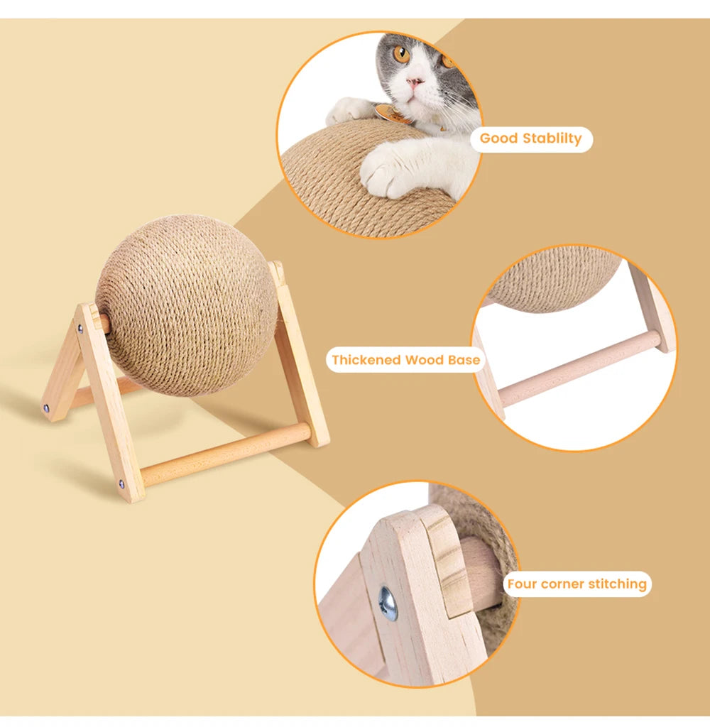 Sisal Cat Scratching Ball Toy – Interactive Play for Cats