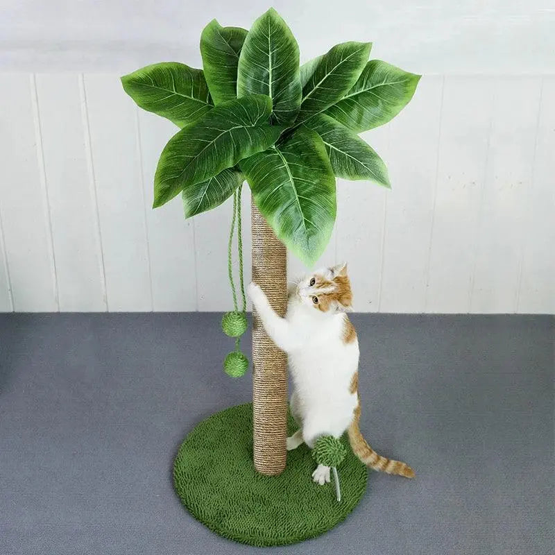 Paws in the Garden: 24" Tall Green Leaves Scratching Post with Sisal - FurriendlyPaws | Furry Friends, Happy Hearts