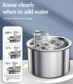 2L Stainless Steel Pet Water Fountain – Automatic Dispenser with Optional Sensor & Heater - FurriendlyPaws | Furry Friends, Happy Hearts