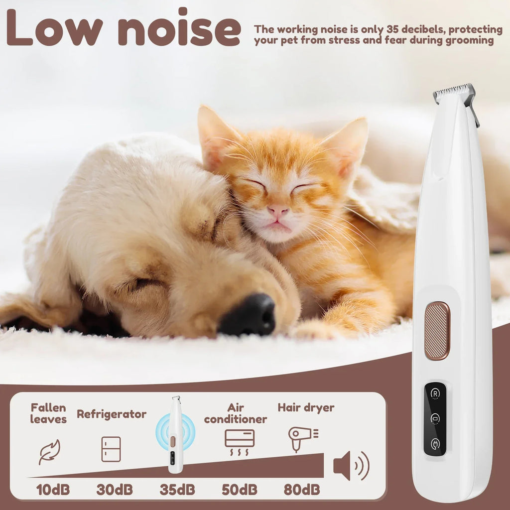 Waterproof Rechargeable Pet Trimmer – LED Grooming Clippers for Dogs & Cats