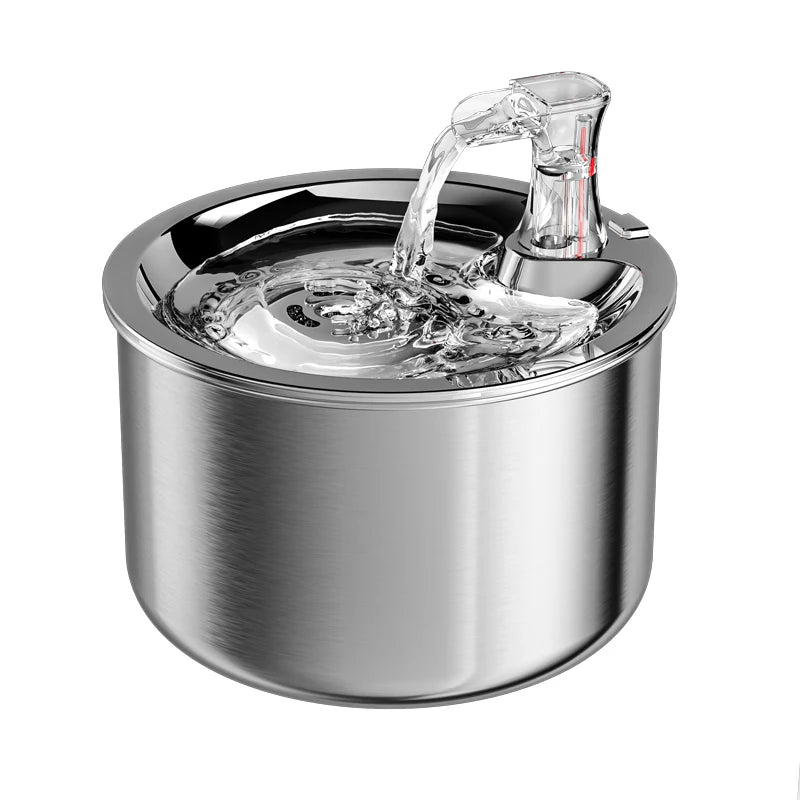 2L Stainless Steel Pet Water Fountain – Automatic Dispenser with Optional Sensor & Heater - FurriendlyPaws | Furry Friends, Happy Hearts