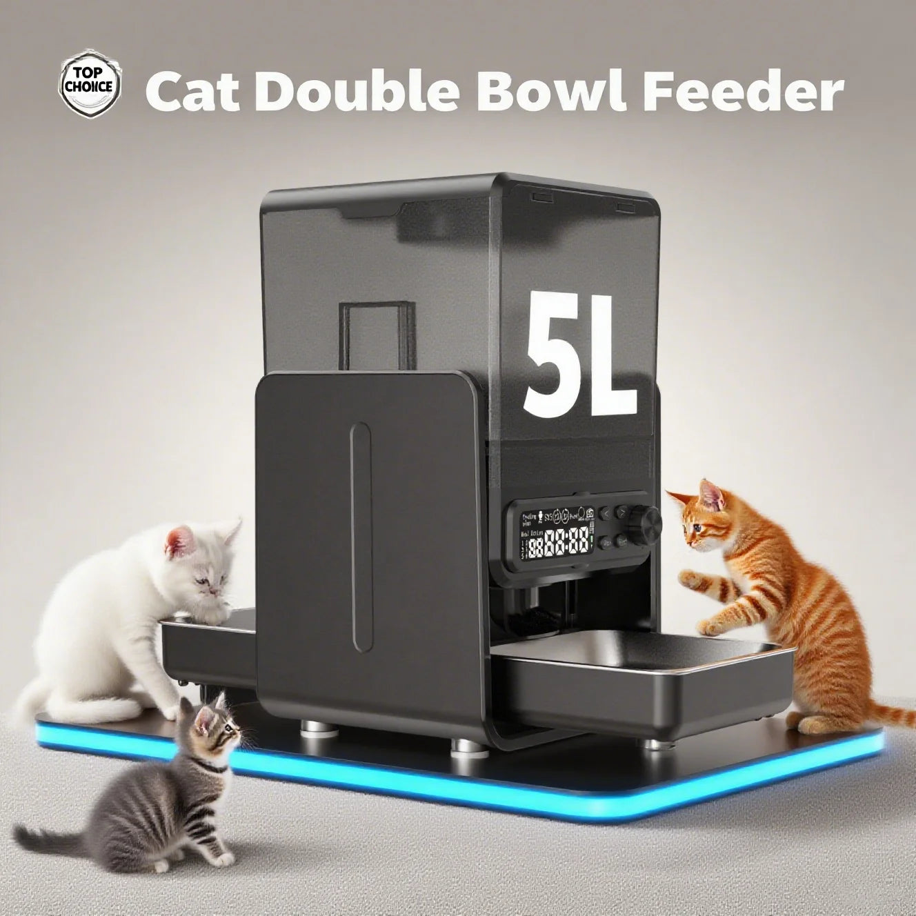 Automatic Cat & Dog Feeder – 5L Smart Dual Bowl with Timer & Adjustable Height