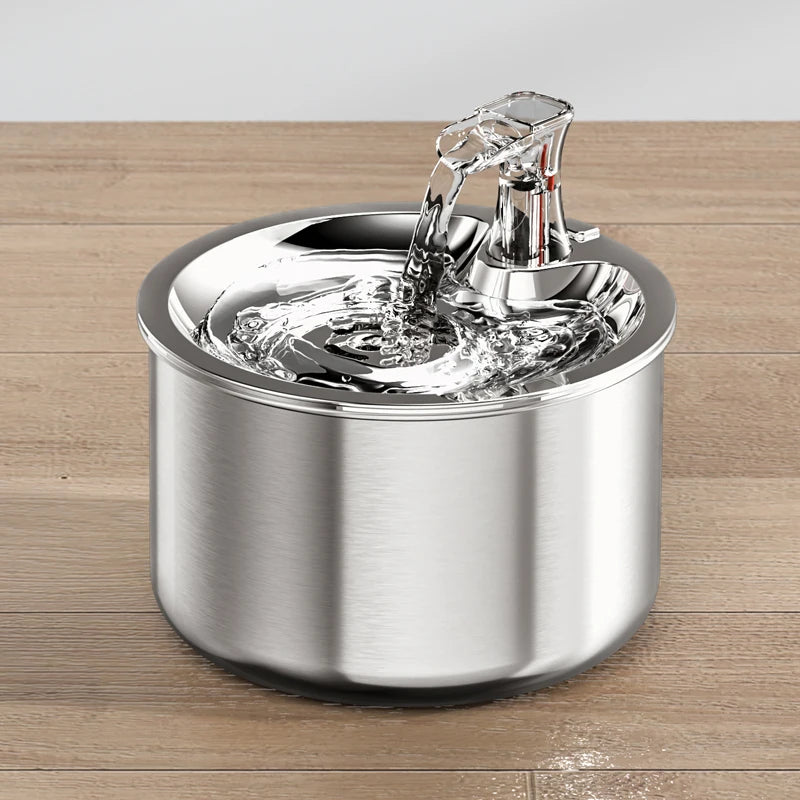 2L Stainless Steel Pet Water Fountain – Automatic Dispenser with Optional Sensor & Heater - FurriendlyPaws | Furry Friends, Happy Hearts