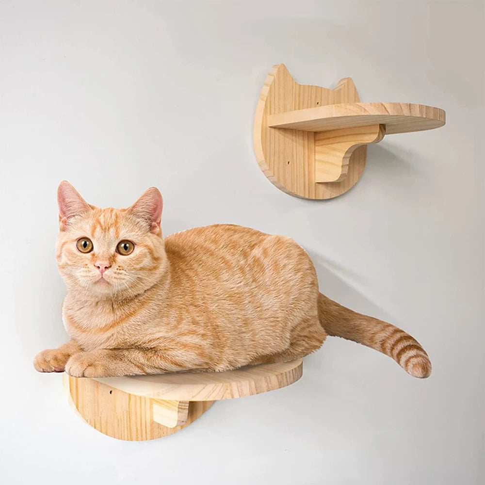 Cat Wall Climbing Steps – 4 Step Shelf with Scratching Posts