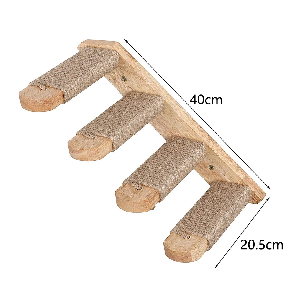 Cat Wall Climbing Steps – 4 Step Shelf with Scratching Posts