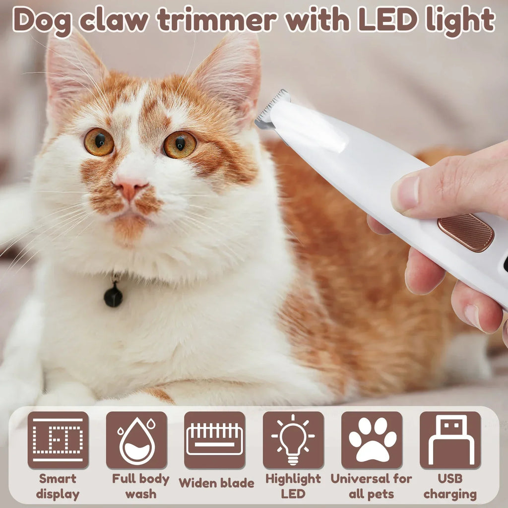 Waterproof Rechargeable Pet Trimmer – LED Grooming Clippers for Dogs & Cats