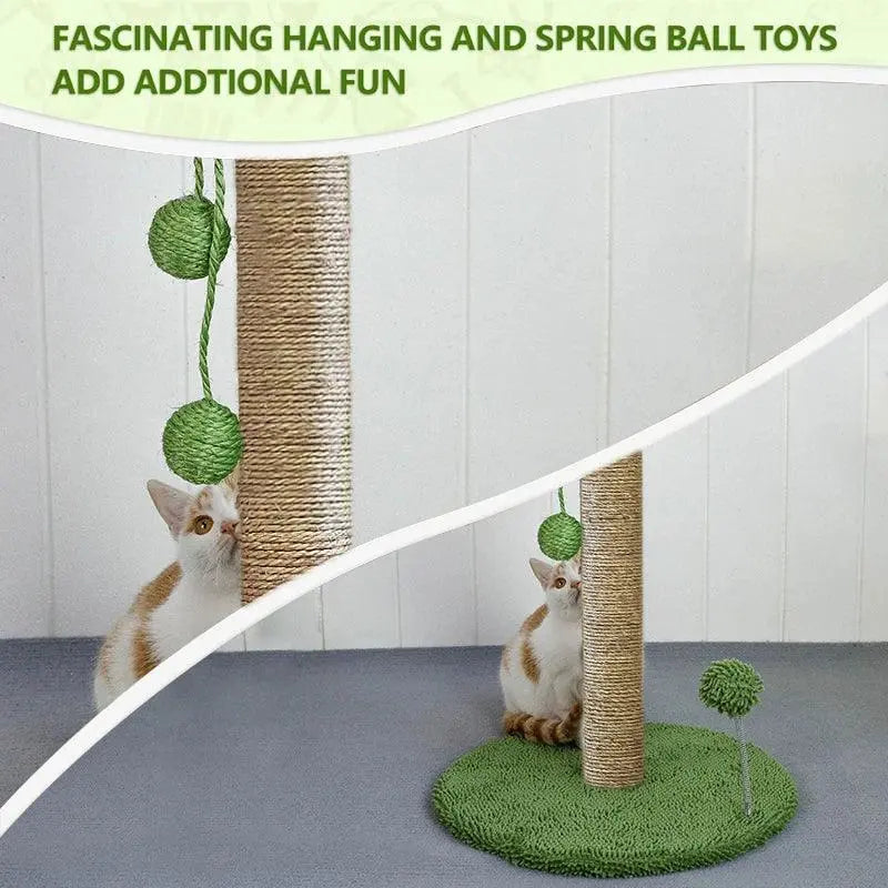 Paws in the Garden: 24" Tall Green Leaves Scratching Post with Sisal.4. - FurriendlyPaws | Furry Friends, Happy Hearts