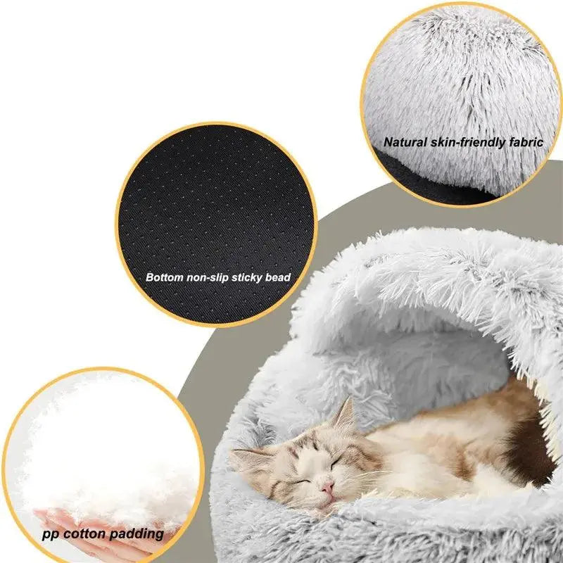 Warm & Cozy Round Plush Bed.5. - FurriendlyPaws | Furry Friends, Happy Hearts