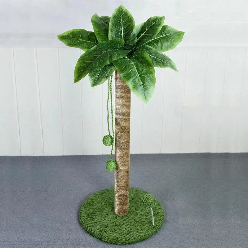 Paws in the Garden: 24" Tall Green Leaves Scratching Post with Sisal.2. - FurriendlyPaws | Furry Friends, Happy Hearts