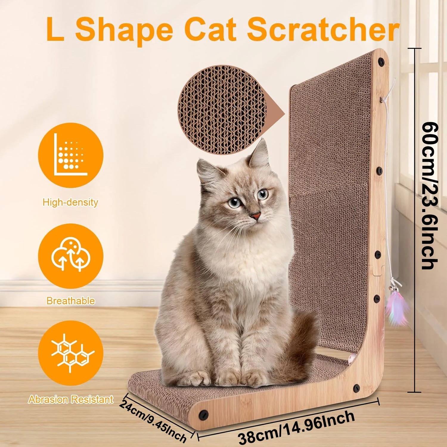 L-Shape Cat Scratcher – 23.6" Cardboard Pad for Indoor Cats & Furniture - FurriendlyPaws | Furry Friends, Happy Hearts
