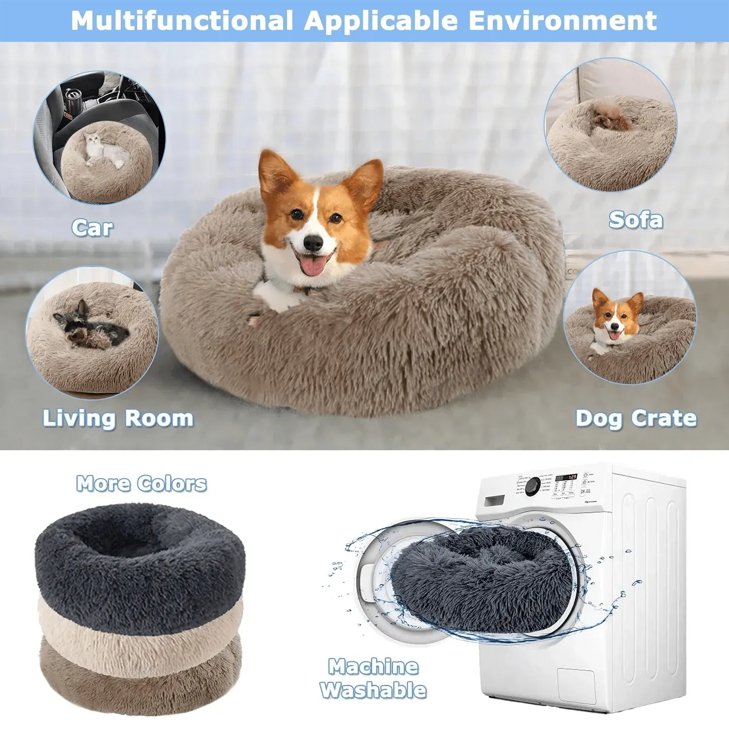 Long-Haired Plush Pet Bed - Comfort & Warmth.2. - FurriendlyPaws | Furry Friends, Happy Hearts