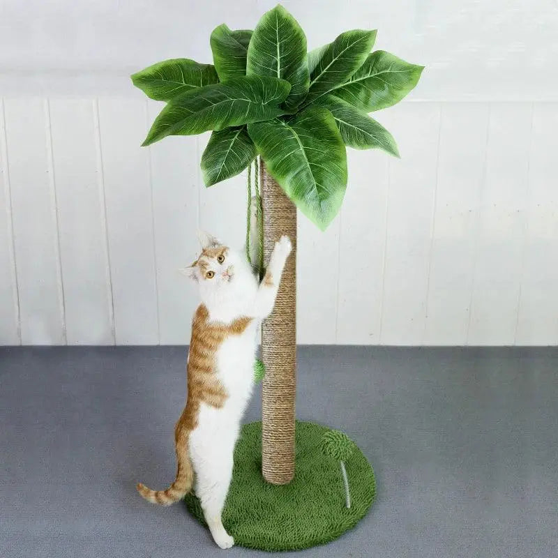 Paws in the Garden: 24" Tall Green Leaves Scratching Post with Sisal.1. - FurriendlyPaws | Furry Friends, Happy Hearts