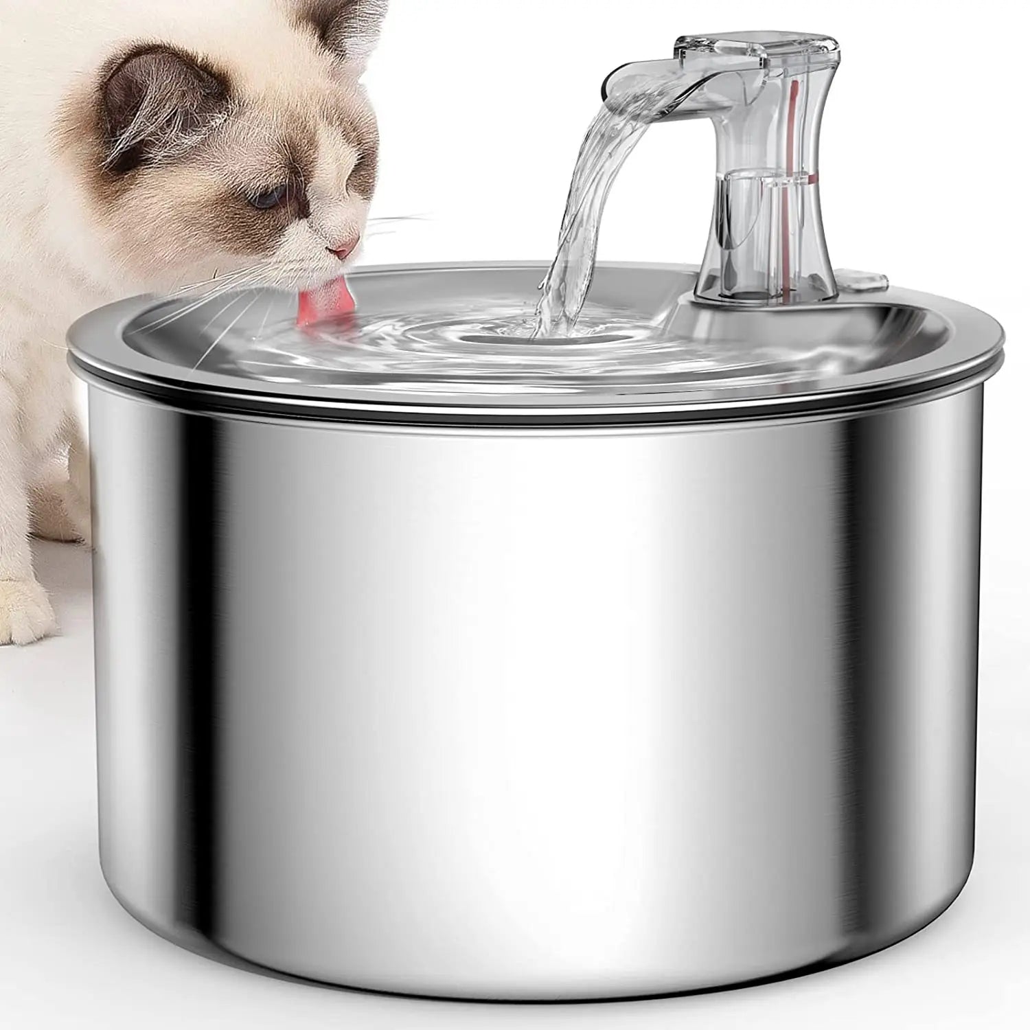 2L Stainless Steel Pet Water Fountain – Automatic Dispenser with Optional Sensor & Heater - FurriendlyPaws | Furry Friends, Happy Hearts