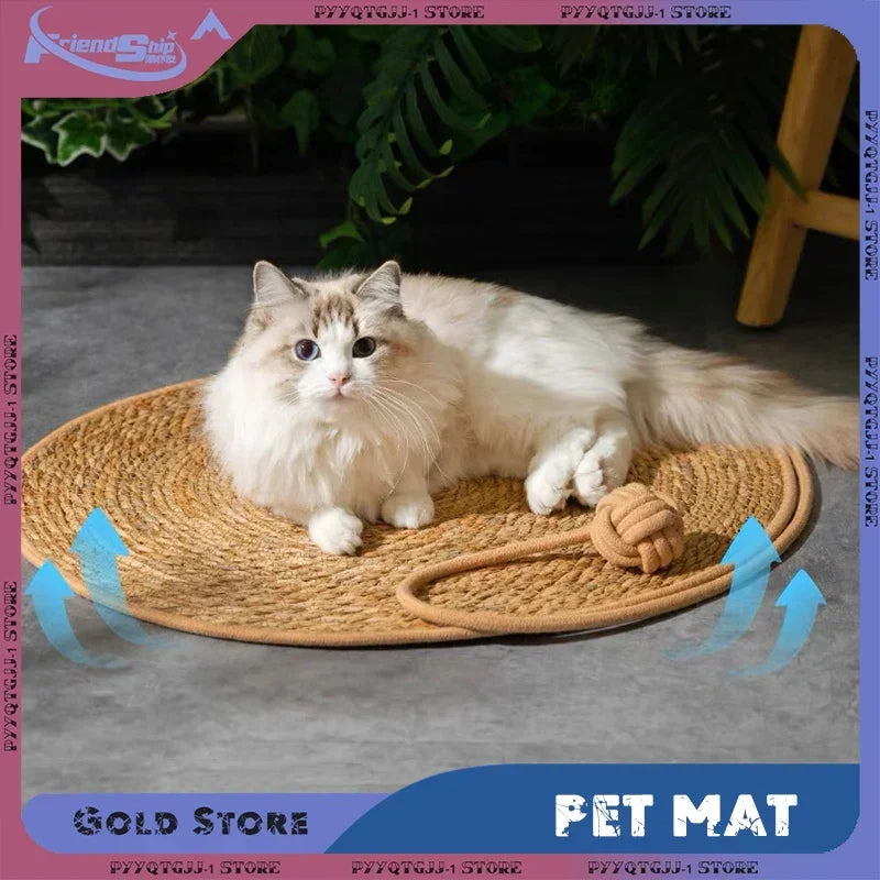 PurrTect™ Rattan Cat Scratcher – Durable Modern Scratch Post for Cats - FurriendlyPaws | Furry Friends, Happy Hearts