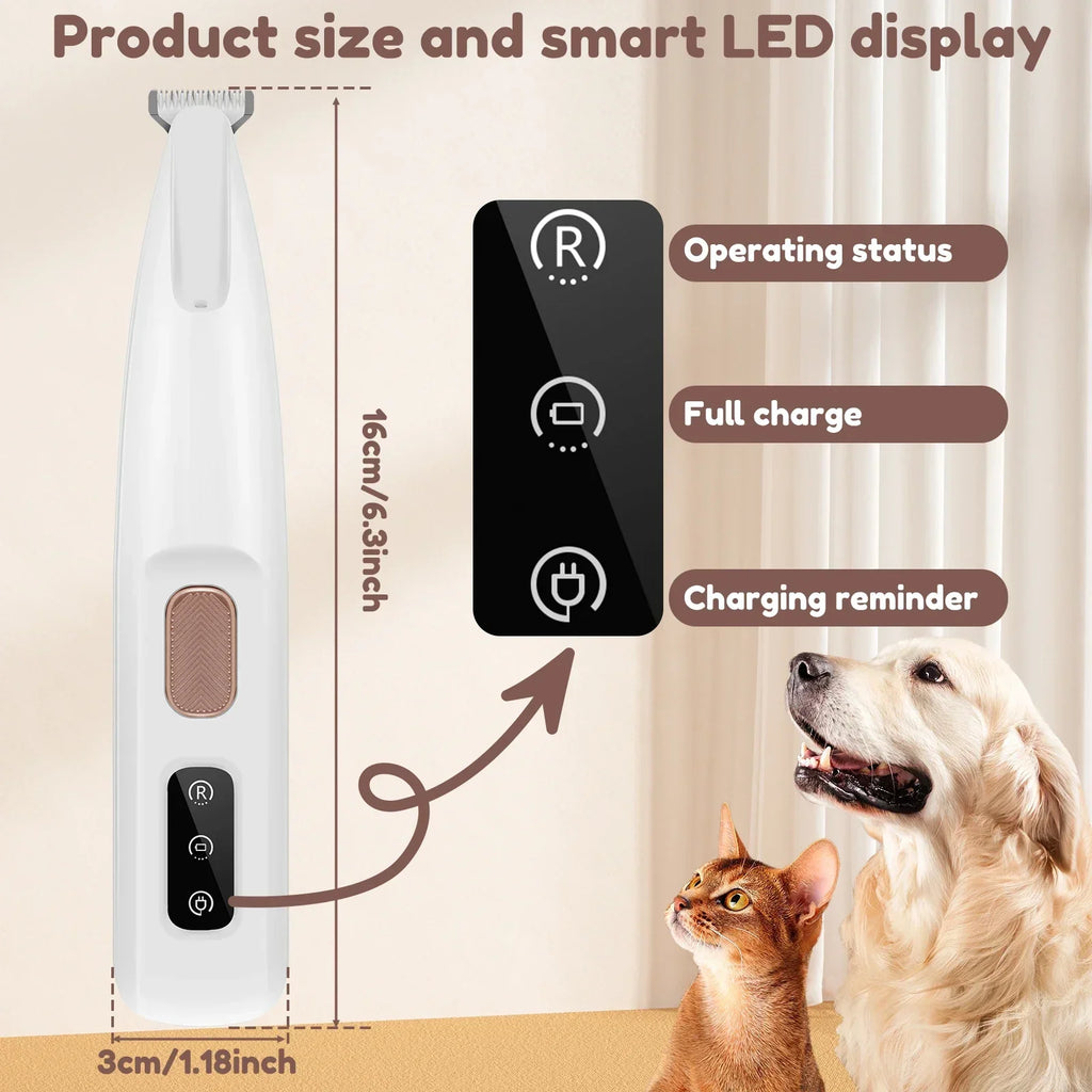 Waterproof Rechargeable Pet Trimmer – LED Grooming Clippers for Dogs & Cats