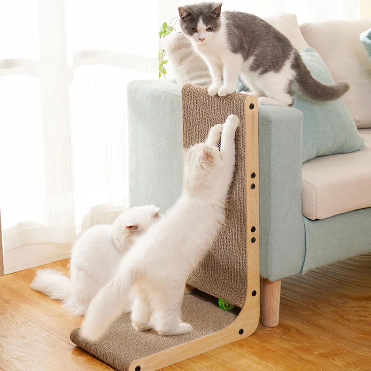 L-Shape Cat Scratcher – 23.6" Cardboard Pad for Indoor Cats & Furniture - FurriendlyPaws | Furry Friends, Happy Hearts