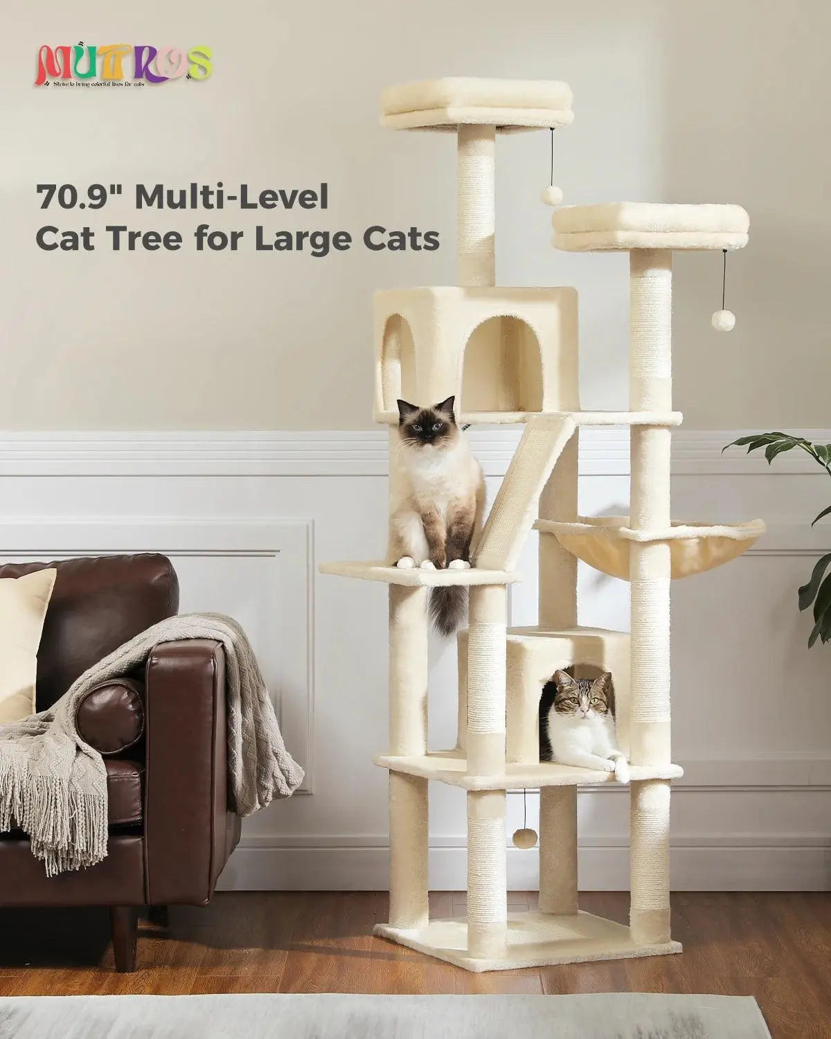 Large Cat Tree with Multi-Level Playground.5. - FurriendlyPaws | Furry Friends, Happy Hearts