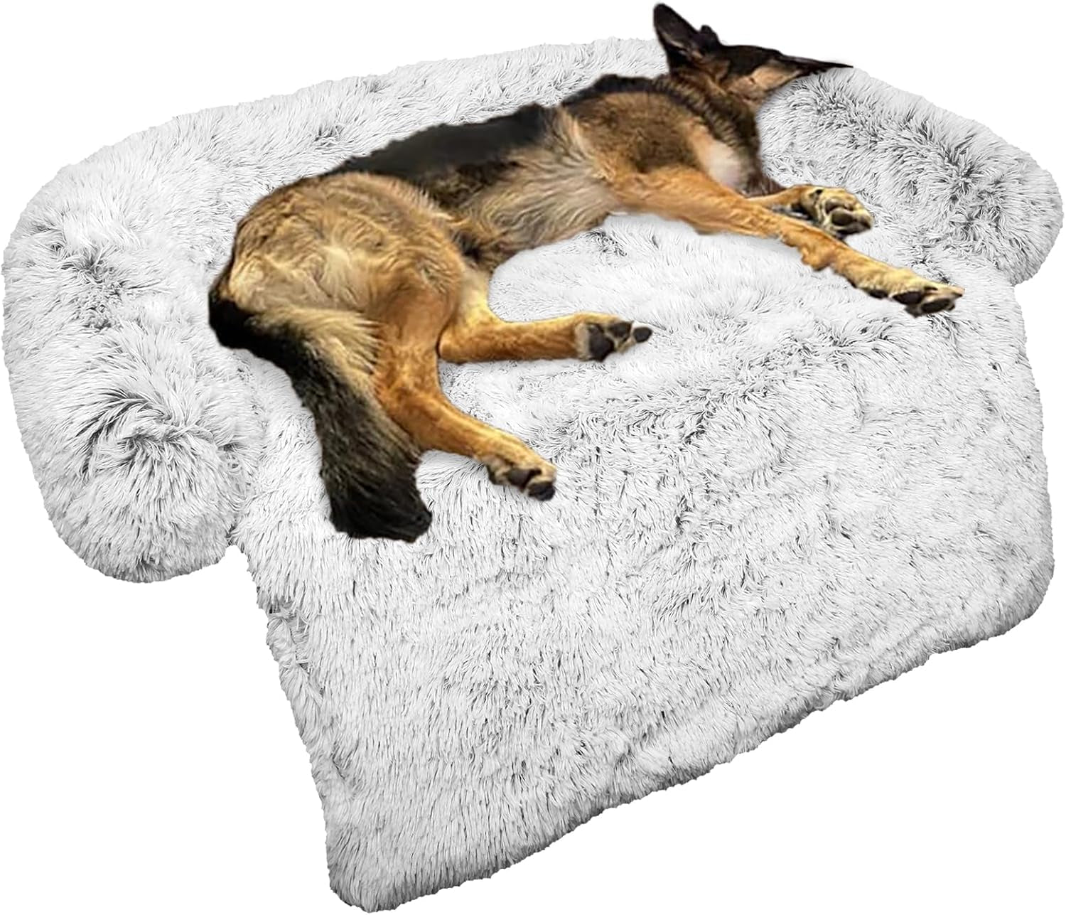 Calming Dog Bed Fluffy Plush Dog Mat for Furniture Protector with Removable Washable Cover for Large Medium Small Dogs and Cats (Small(35X31X5), Dark Grey)