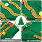 Dog Christmas Sweater Sparkly Holiday Dog Xmas Sweaters Turtleneck Puppy Winter Clothes for Small Dogs & Cats Apparel