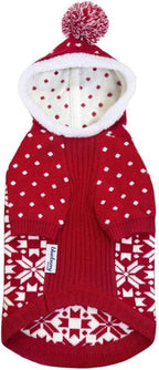 Let It Snow Dog Hoodie Sweater - Classic Red & White Pullover for Large Dogs