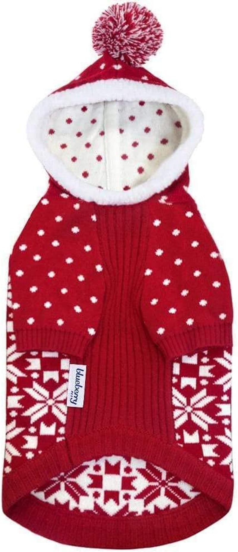 Let It Snow Dog Hoodie Sweater - Classic Red & White Pullover for Large Dogs