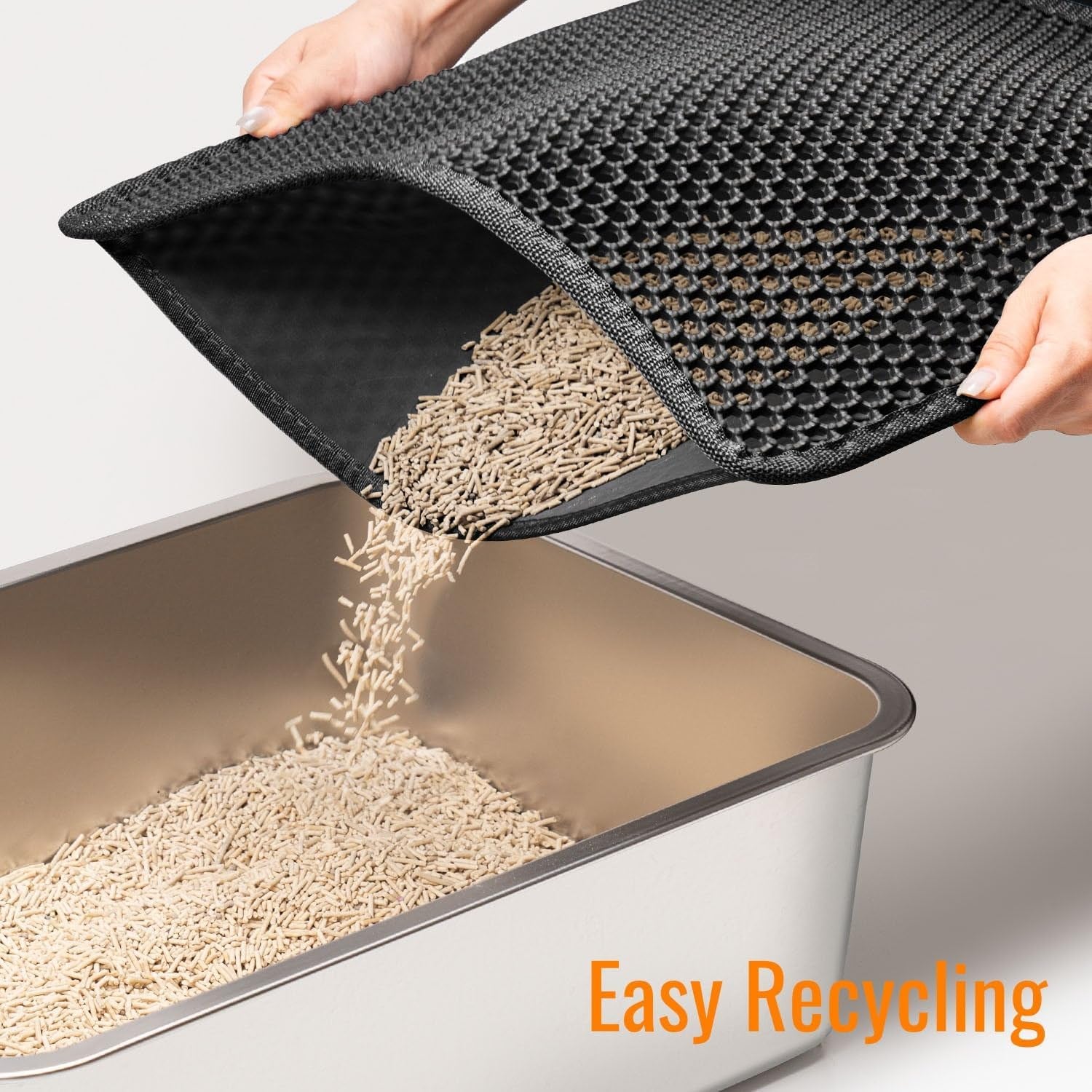 Cat Litter Mat 23"x17" – EVA Honeycomb Double Layer, Waterproof & Urine-Proof Scatter Control, Washable, BPA-Free
