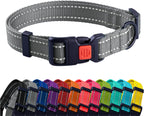 Gray dog collar with a row of colorful collars below on a white background