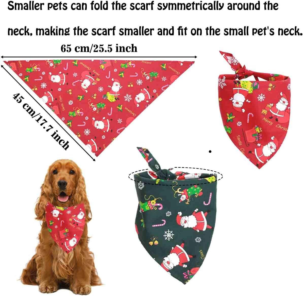 Christmas Dog Bandana & Santa Hat Set  - Holiday Scarf for Dogs & Cats