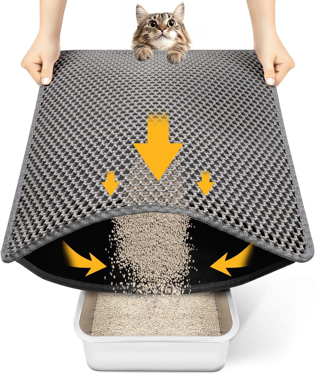 Cat Litter Mat 23"x17" – EVA Honeycomb Double Layer, Waterproof & Urine-Proof Scatter Control, Washable, BPA-Free