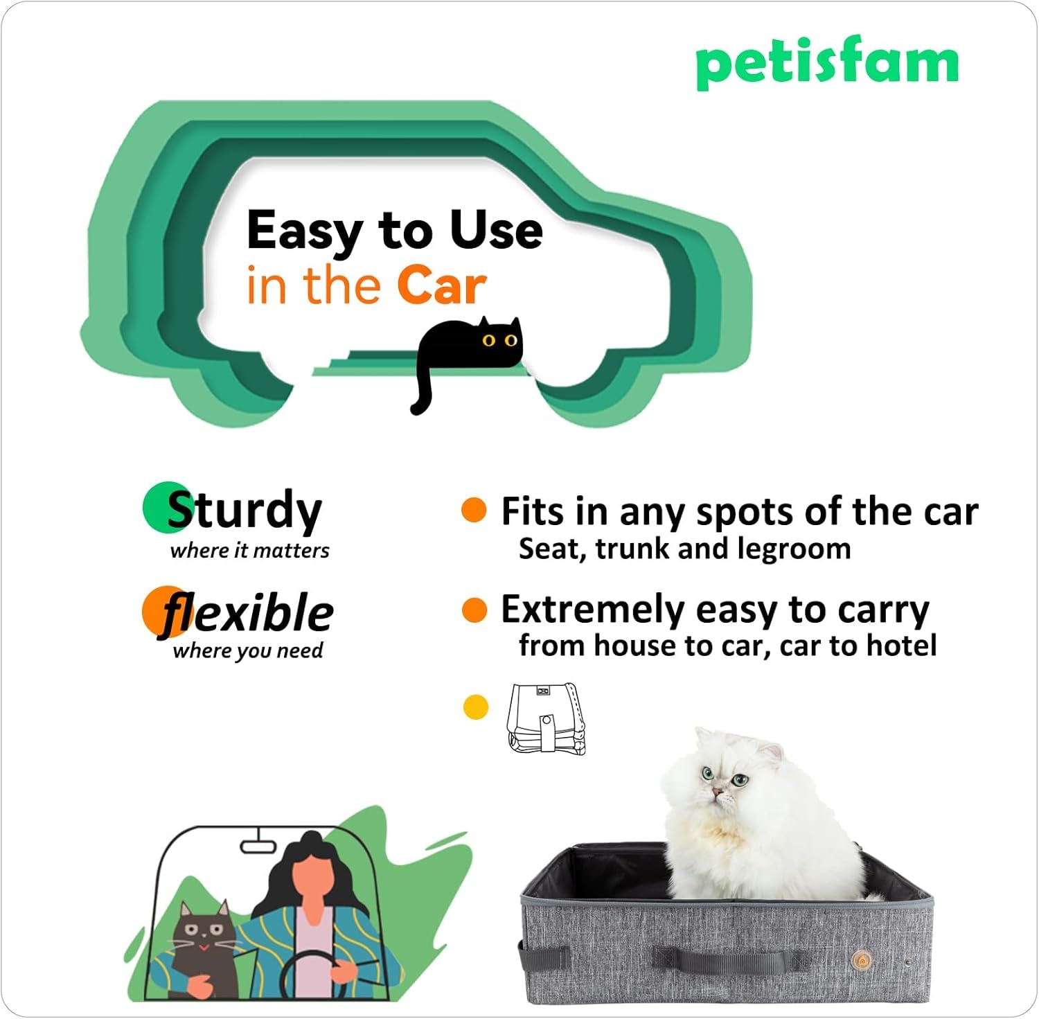 Portable Cat Travel Litter Box – Leakproof, Foldable & Odor-Control